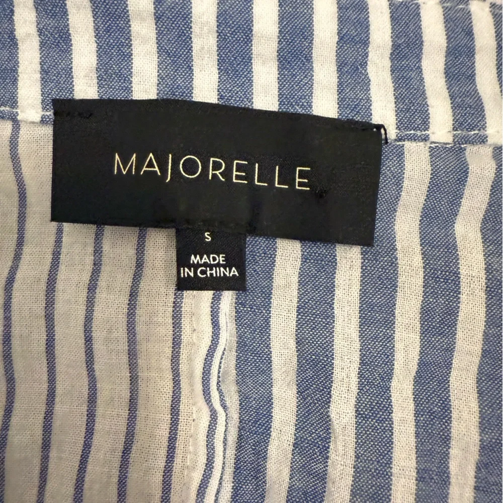 Majorelle Aruba Shirt Dress Women's S Blue White Stripe Long Sleeve  $208